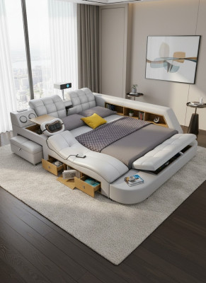 Letto a massaggi multifunzionale Deluxe con radio USB a LED nell'hotel di rivestimento