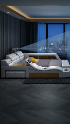 Letto multifunzione con TV, proiettore USB a LED, funzione di massaggio, lusso per hotel
