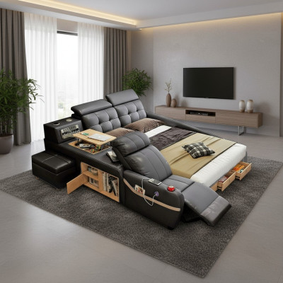 Funzione di massaggio deluxe multifunzione letto hotel imbottito con radio USB a LED