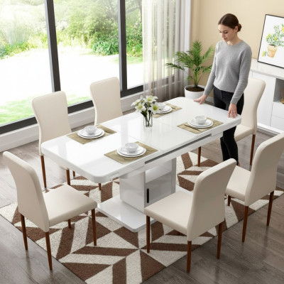 Tavolo di lusso Tavoli Moderni Mobili da Sala da Pranzo Tavoli da Pranzo in Legno Tavoli in Legno Marrone Bianco