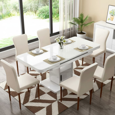 Tavolo di lusso Tavoli Moderni Mobili da Sala da Pranzo Tavoli da Pranzo in Legno Tavoli in Legno Marrone Bianco
