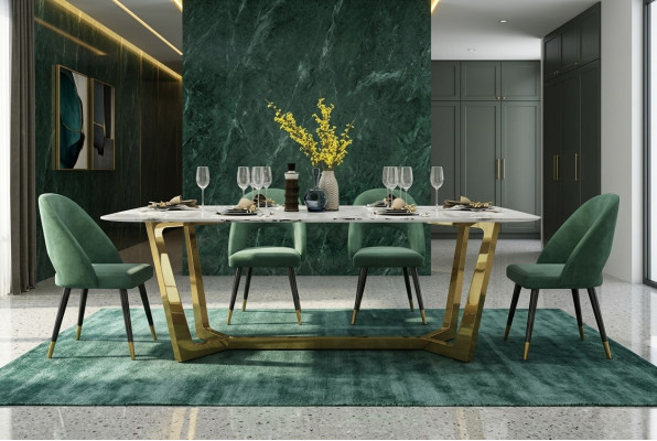 Acciaio inossidabile Tavolo Tavoli di lusso Mobili da sala da pranzo moderni Tavoli da pranzo 140x80cm Metallo