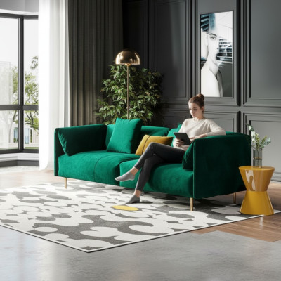 Divano a 2 posti in velluto, relax, legno, club, design, divano lounge