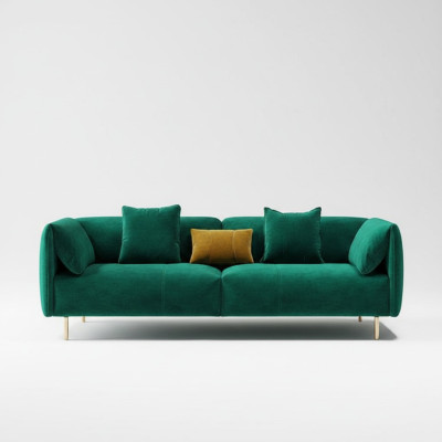 Divano a 2 posti in velluto, relax, legno, club, design, divano lounge