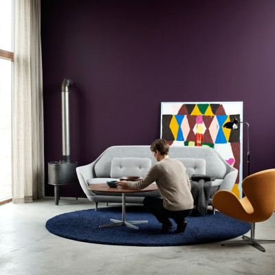 Divano paesaggio abitativo Relax Seduta Design Divano Lounge Tessuto Grigio Moderno Divani Nuovi