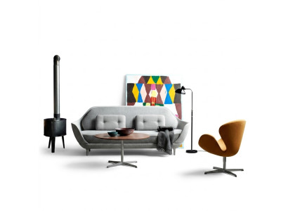 Divano paesaggio abitativo Relax Seduta Design Divano Lounge Tessuto Grigio Moderno Divani Nuovi