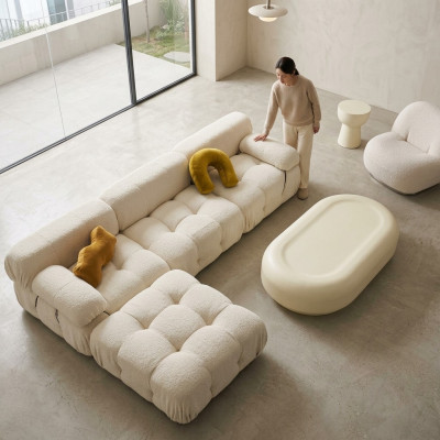Divano ad angolo a forma di L abitabile Relax Sedile Design Divano Lounge Angolare Moderno Tessile