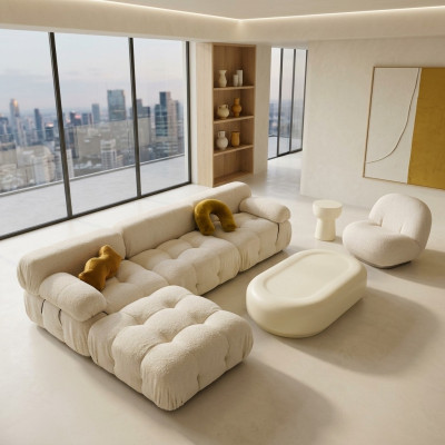 Divano ad angolo a forma di L abitabile Relax Sedile Design Divano Lounge Angolare Moderno Tessile