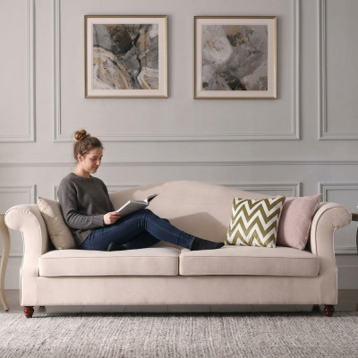 Divano a 3 posti lounge in tessuto per divano soggiorno relax design divani tessili.