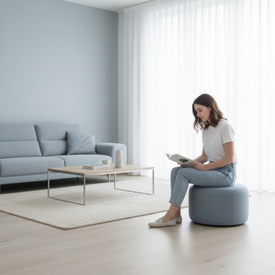 Sgabello Designer Rotondo Moderno Sgabello Poggiapiedi Sgabello Complementare Imbottito