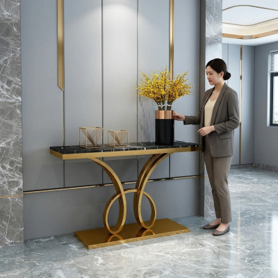 Moderno tavolo consolle design in oro fatto a mano in acciao inossidabile 120x40cm
