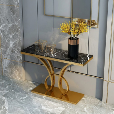 Moderno tavolo consolle design in oro fatto a mano in acciao inossidabile 120x40cm