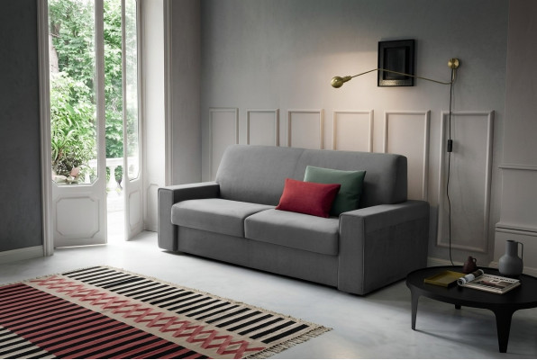 Divano in tessuto grigio per soggiorno, due posti, divano di design, divani imbottiti, due posti, nuovo.