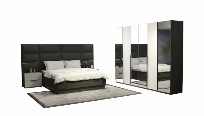 Set di mobili da camera completo con letto 2 comodini specchiera tavolo da toeletta 8 pezzi nuovo