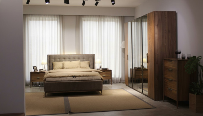 Set da camera da letto di design Letto di lusso 2x comodino in legno Completamente nuovo 3 pezzi.