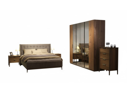 Set da camera da letto di design Letto di lusso 2x comodino in legno Completamente nuovo 3 pezzi.