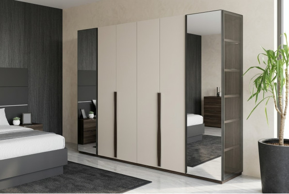Designer armadio con specchio per guardaroba da camera da letto di lusso in legno nuovo