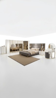 Lussuoso set da camera da letto letto + 2 comodini armadio in legno nuovo