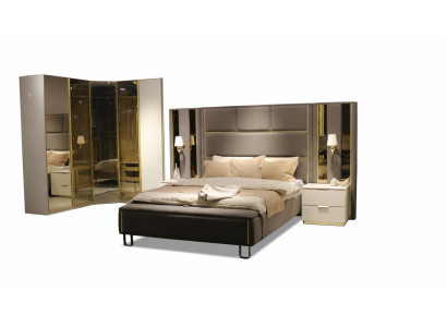 Set da camera da letto di lusso Letto + 2 comodini + panca Mobili di design 4 pezzi Nuovo
