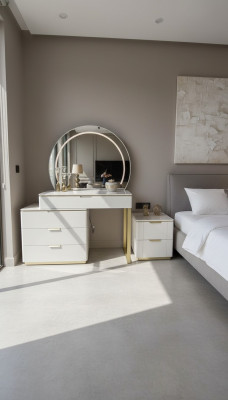 Tavolo da trucco con specchio Design mobili da camera da letto di lusso 2 pezzi. Nuovo