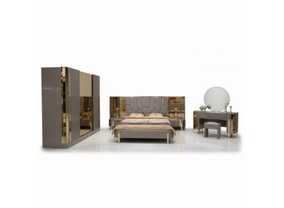 Set camera da letto di lusso. Letto completo con due comodini e armadio 4 pezzi.