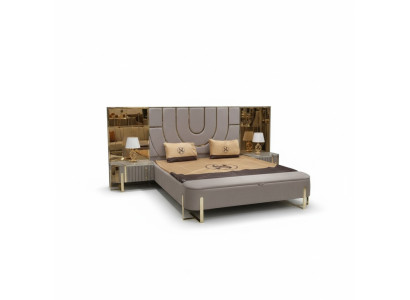Design camera da letto 3 pezzi Letto 2 comodini Moderno Set di letti di lusso Mobili Nuovi