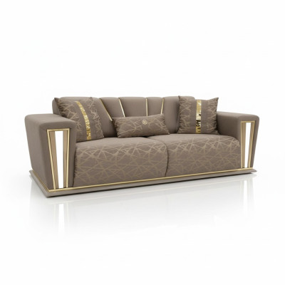 Divano 3 posti Tessuto Legno Moderno Divano Imbottito Divani Design di Lusso Nuovo Divano