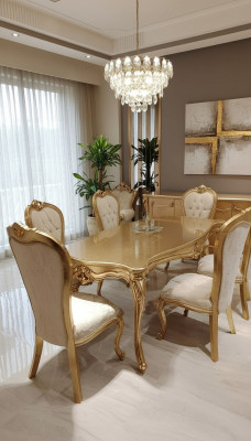 Tavolo da pranzo classico 200x110cm Oro Lusso Tavolo da cucina in legno di design nuovo