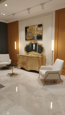 Mobile portaoggetti di lusso con specchiera, set di cassettiere in legno, classico.