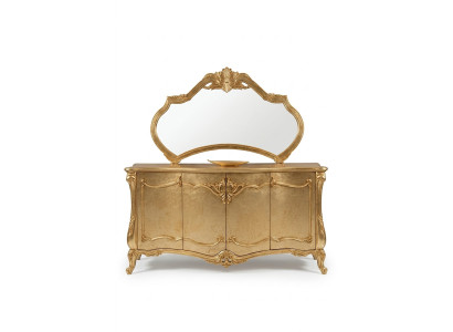 Mobile portaoggetti di lusso con specchiera, set di cassettiere in legno, classico.
