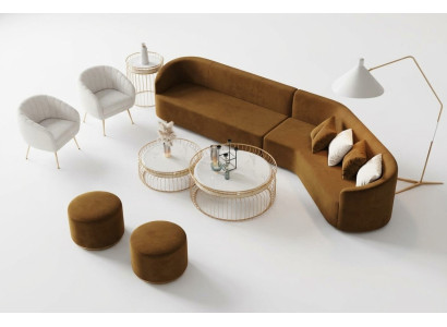 Divano d'angolo a L-forma Living Relax Design Divano Lounge Divani Velluto Sofa