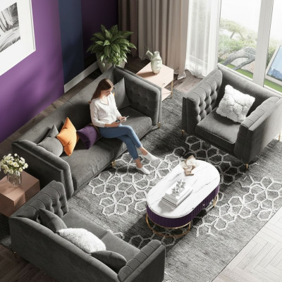 Tessuto divano ad angolo Relax Seduta Design Divano Lounge Divani Velluto Divano a 3 Posti