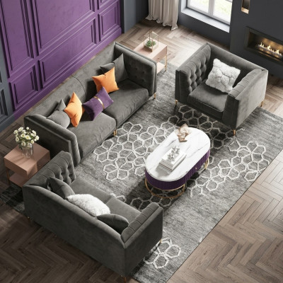 Tessuto divano ad angolo Relax Seduta Design Divano Lounge Divani Velluto Divano a 3 Posti
