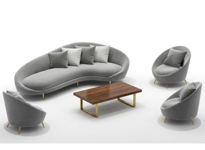 Divano angolare + poltrona soggiorno Relax Seduta Design Divano Lounge Divani Tessuto Velluto
