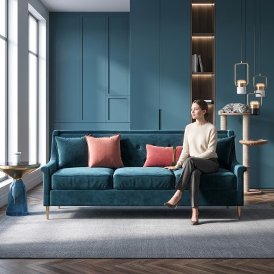 Tessuto Divano a 3 posti Relax Design Lounge in Velluto 3 posti.