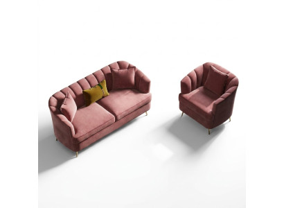 Velluto divano angolare Relax Sedile Design Divano Lounge Tessuto Divano a 3 Posti