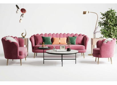 Mobili Seduta Design Divano Lounge Divani Tessile Velluto Set di divani 3+2+1 posti Divano