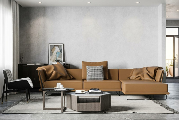 Divano d'angolo in pelle a forma di L, divano da soggiorno, design divano, divano lounge, divani d'angolo nuovi.
