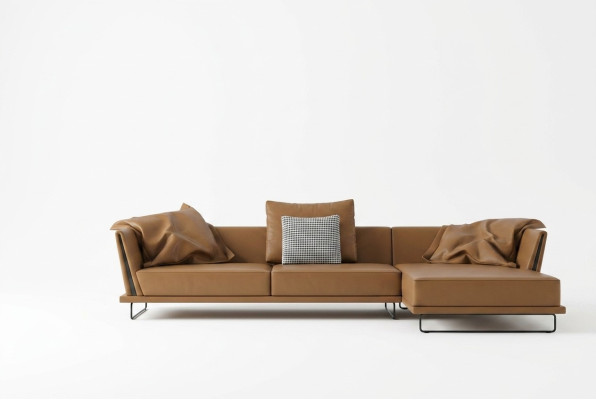 Divano d'angolo in pelle a forma di L, divano da soggiorno, design divano, divano lounge, divani d'angolo nuovi.