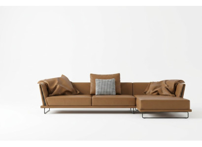 Divano d'angolo in pelle a forma di L, divano da soggiorno, design divano, divano lounge, divani d'angolo nuovi.