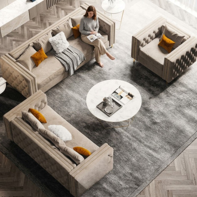 Chesterfield Set di divani 321 Relax Divano design Divani in velluto