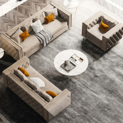 Chesterfield Set di divani 321 Relax Divano design Divani in velluto