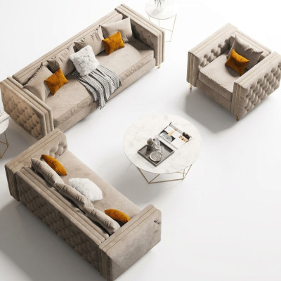 Chesterfield Set di divani 321 Relax Divano design Divani in velluto
