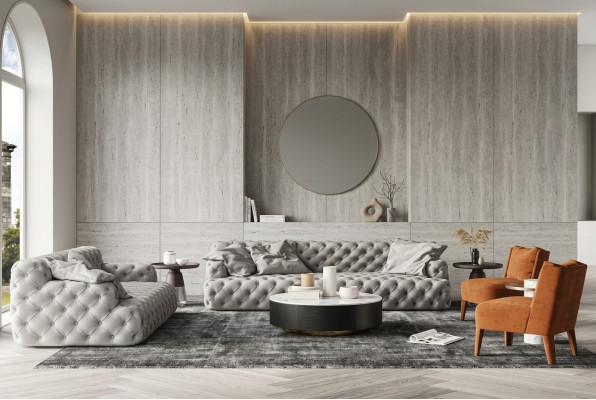 Divano in pelle 3 posti + 2 posti Chesterfield Lounge Design Sofà
