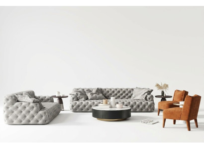 Divano Chesterfield in pelle a tre posti con seduta relax design divano lounge 234 cm.