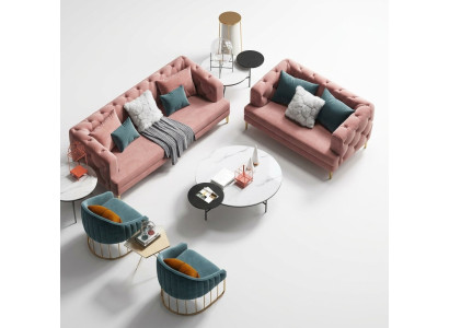 Rosa Chesterfield set di divani designers per il soggiorno con divani lounge 3+2 posti.