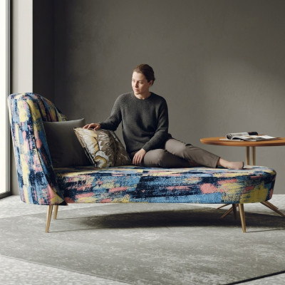 Chaiselongue Imbottita Tessuto Moderna Relax Seduta Mobili di lusso Salotto