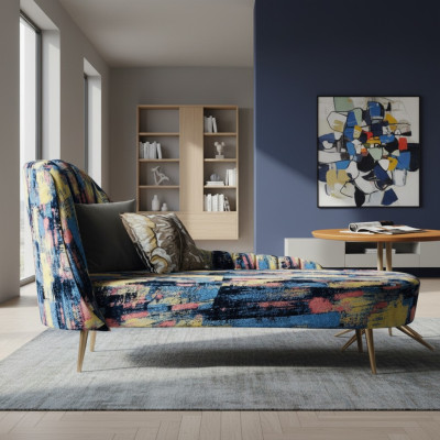 Chaiselongue Imbottita Tessuto Moderna Relax Seduta Mobili di lusso Salotto