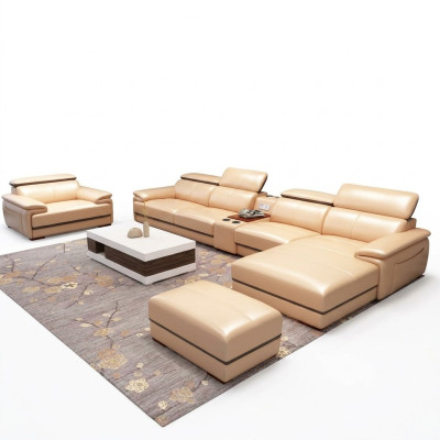 Relax divano angolare a forma di L moderno imbottito lussuoso per arredamento da soggiorno.