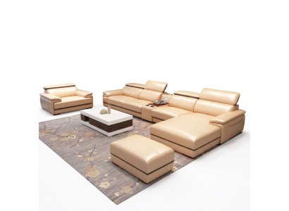 Relax divano angolare a forma di L moderno imbottito lussuoso per arredamento da soggiorno.